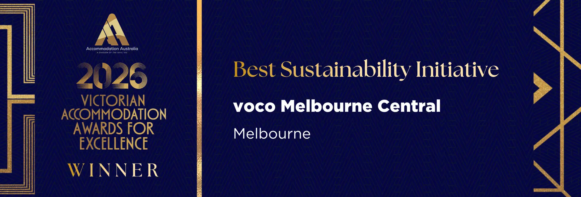 Award graphic announcing voco Melbourne Central as winner of Best Sustainability Initiative