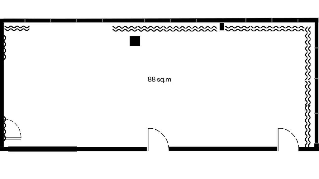 Floor plan of the Honeyeater Rooms combined as one open space of 88 sq.m.